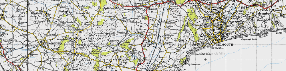 Old map of Colaton Raleigh in 1946