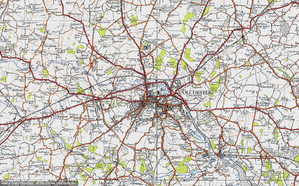 Old Map of Colchester, 1945 in 1945