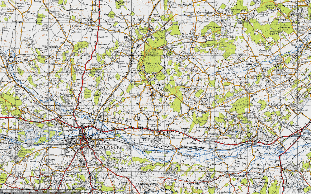 Old Map of Cold Ash, 1945 in 1945