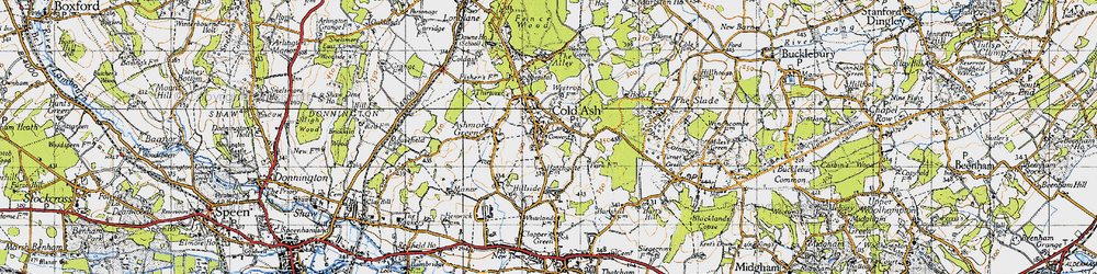 Old map of Cold Ash in 1945
