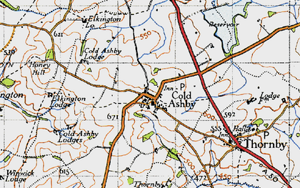 Old map of Cold Ashby in 1946