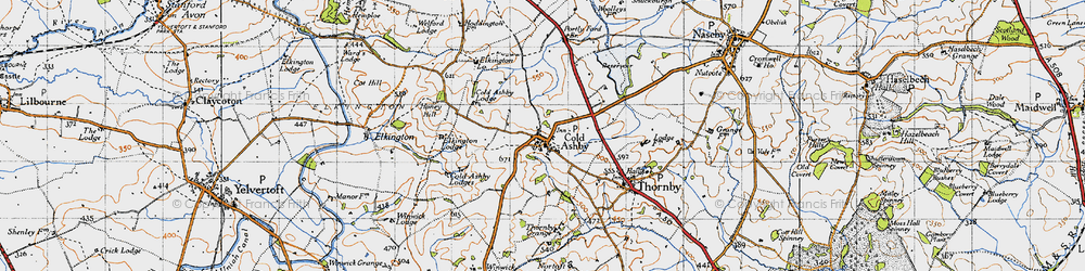 Old map of Cold Ashby in 1946