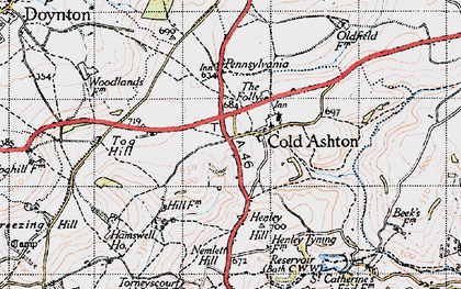 Old map of Cold Ashton in 1946