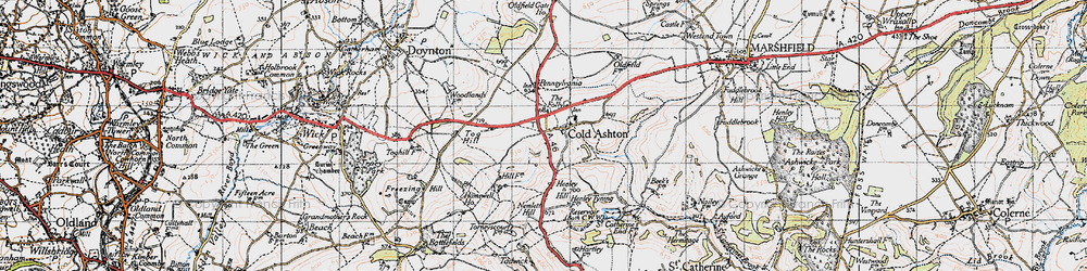 Old map of Cold Ashton in 1946