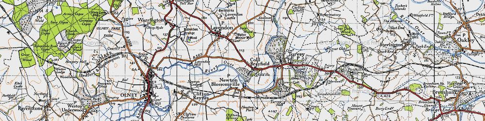 Old map of Cold Brayfield in 1946