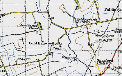 Old map of Cold Hanworth Village in 1947