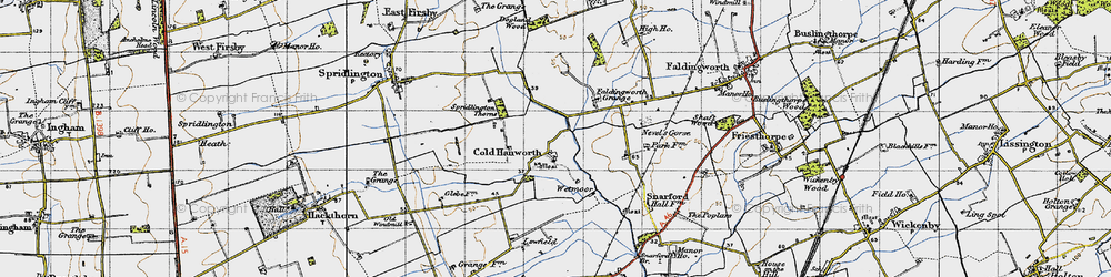 Old map of Cold Hanworth Village in 1947