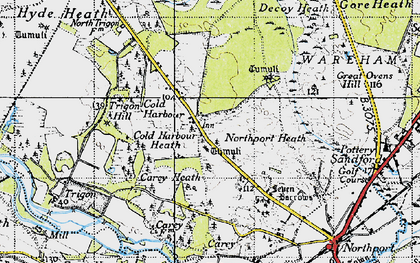Old map of Cold Harbour in 1940