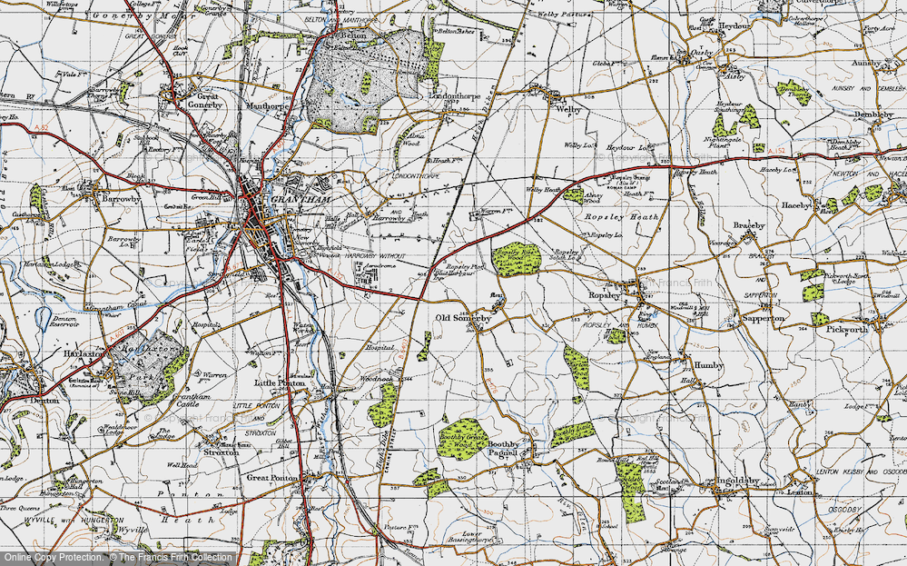 Old Map of Historic Map covering Welby Warren in 1946