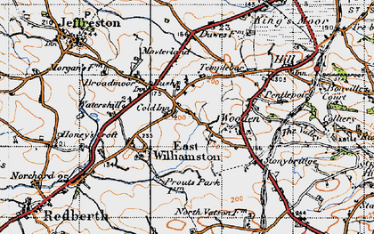 Old map of Cold Inn in 1946