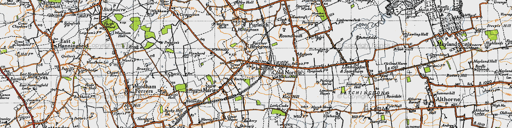 Old map of Cold Norton in 1945
