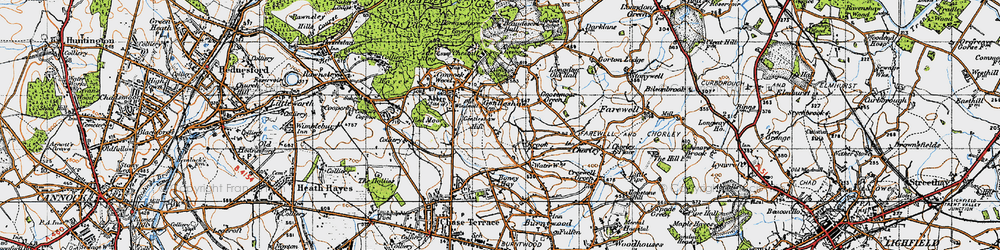 Old map of Cold Well in 1946