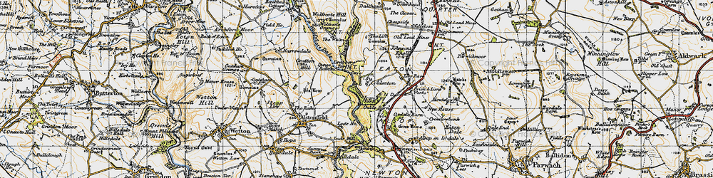 Old map of Wolfscote Dale in 1947