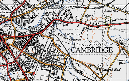 Old map of Coldham's Common in 1946