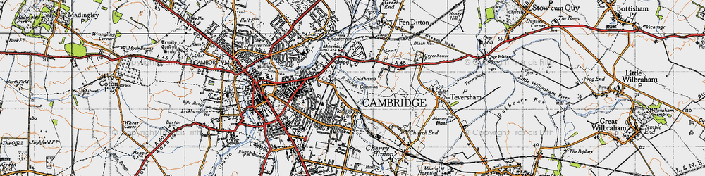 Old map of Coldham's Common in 1946