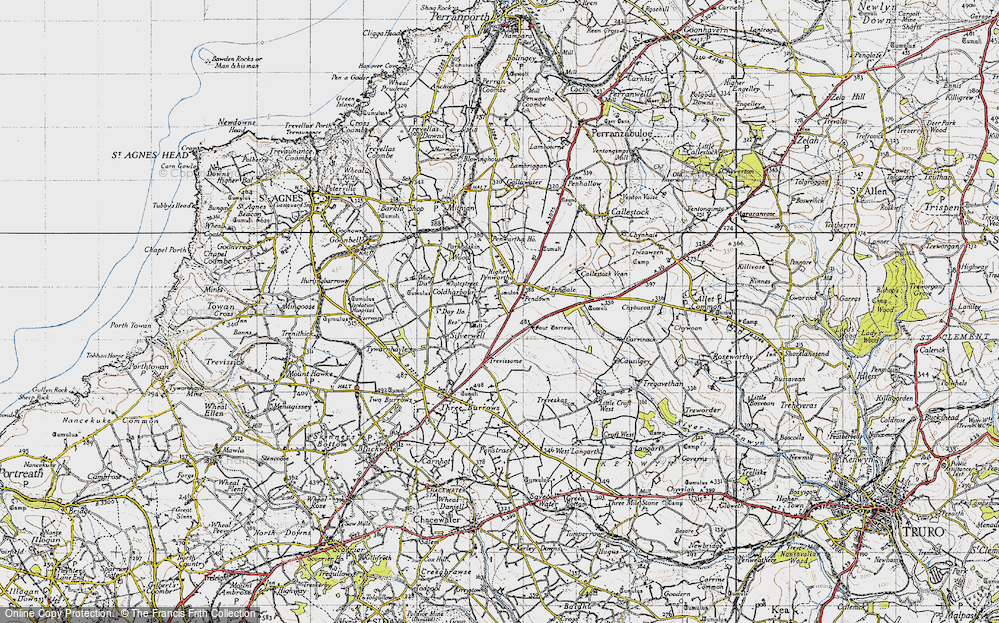 Old Map of Historic Map covering Four Burrows in 1946