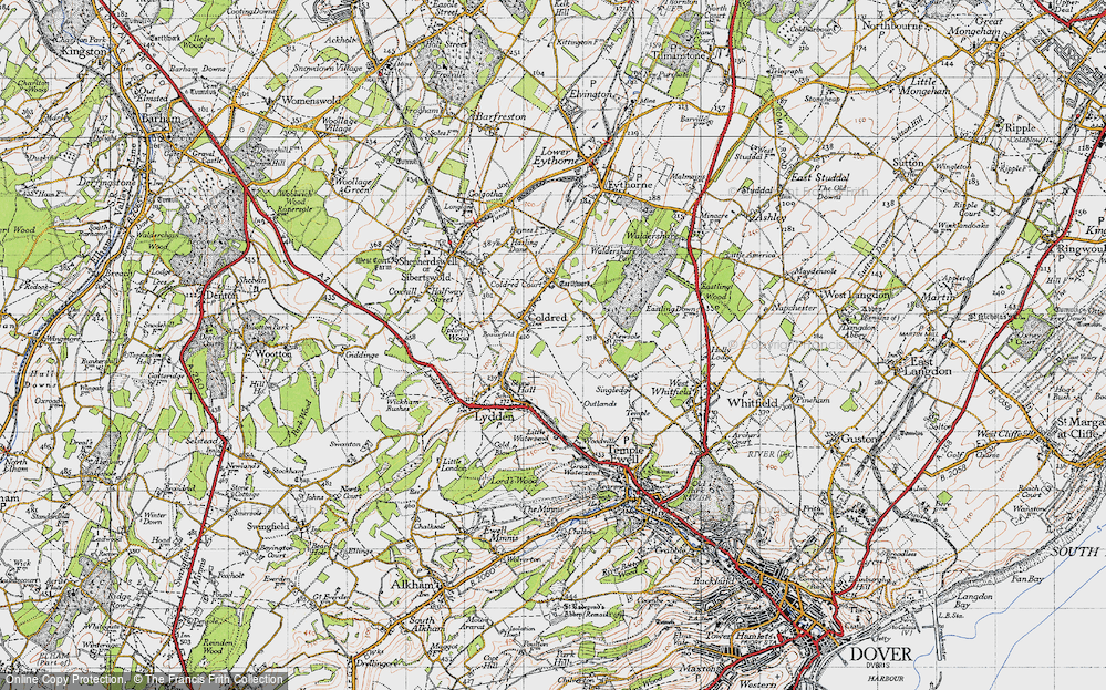 Old Map of Coldred, 1947 in 1947