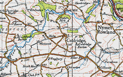 Old map of Coldridge in 1946