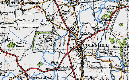Old map of Cole End in 1946