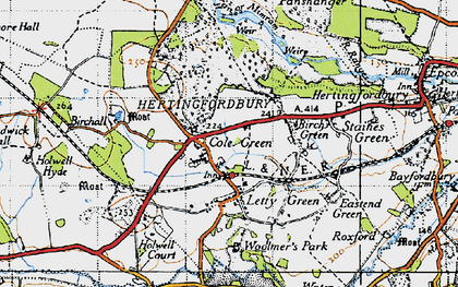 Old map of Cole Green in 1946