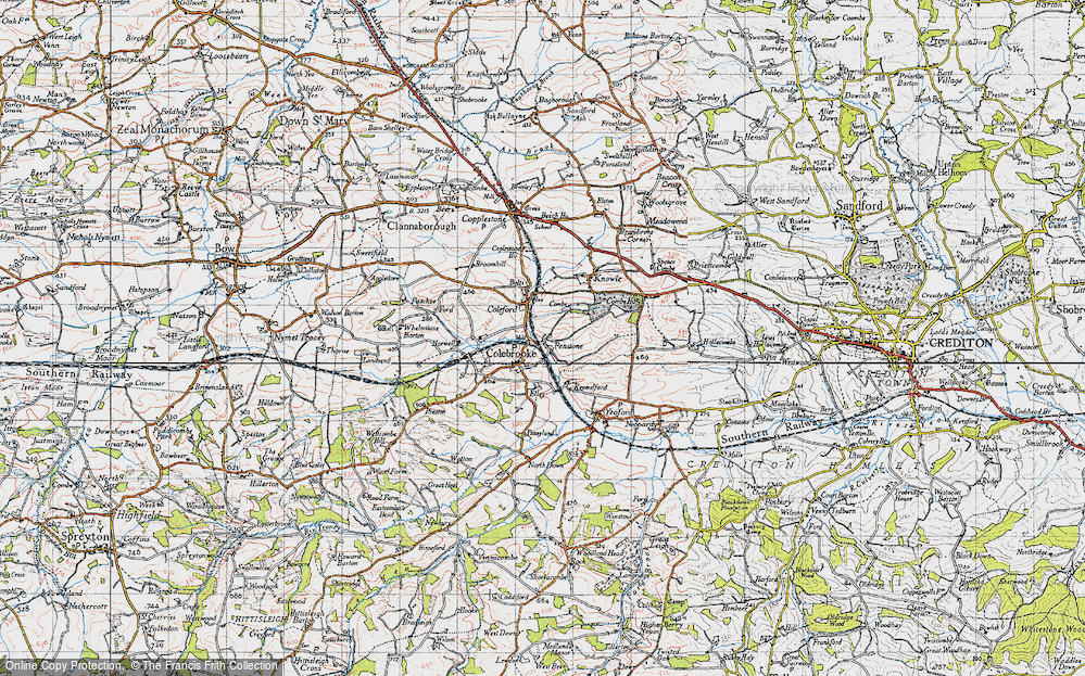 Old Map of Historic Map covering Brocks Cross in 1946