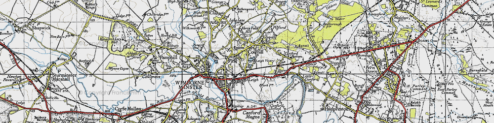 Old map of Colehill in 1940