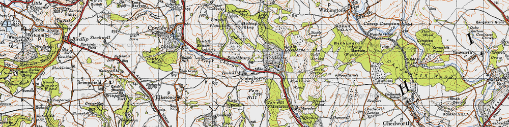 Old map of Colesbourne in 1946