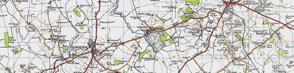 Old map of Coleshill in 1947