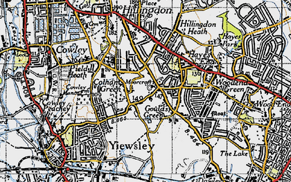 Old map of Colham Green in 1945