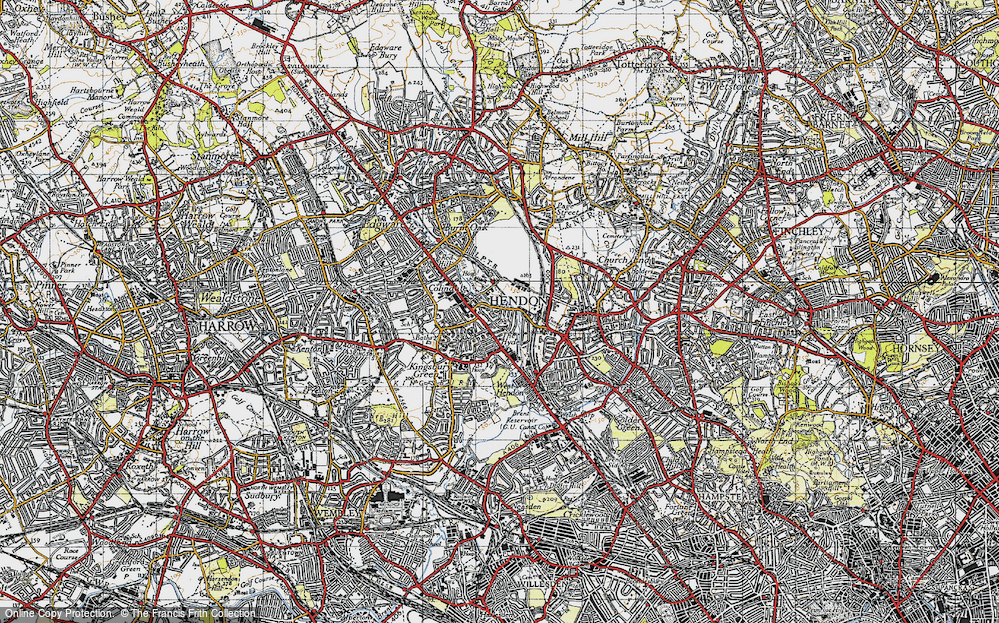 Old Map of Colindale, 1945 in 1945