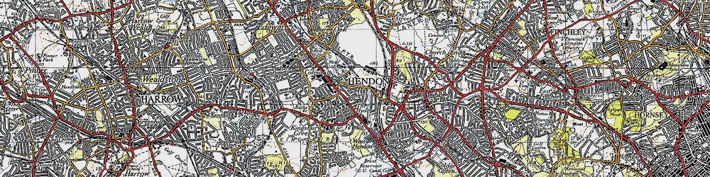 Old map of Colindale in 1945