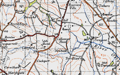 Old map of Collamoor Head in 1946