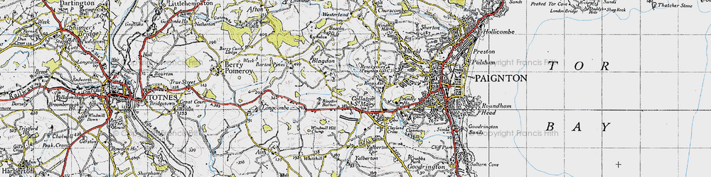 Old map of Collaton St Mary in 1946