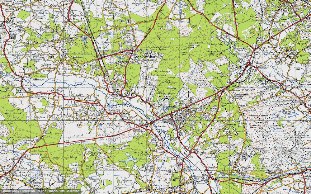 Old Map of Historic Map covering Royal Military Academy in 1940