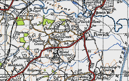 Old map of Collett's Green in 1947