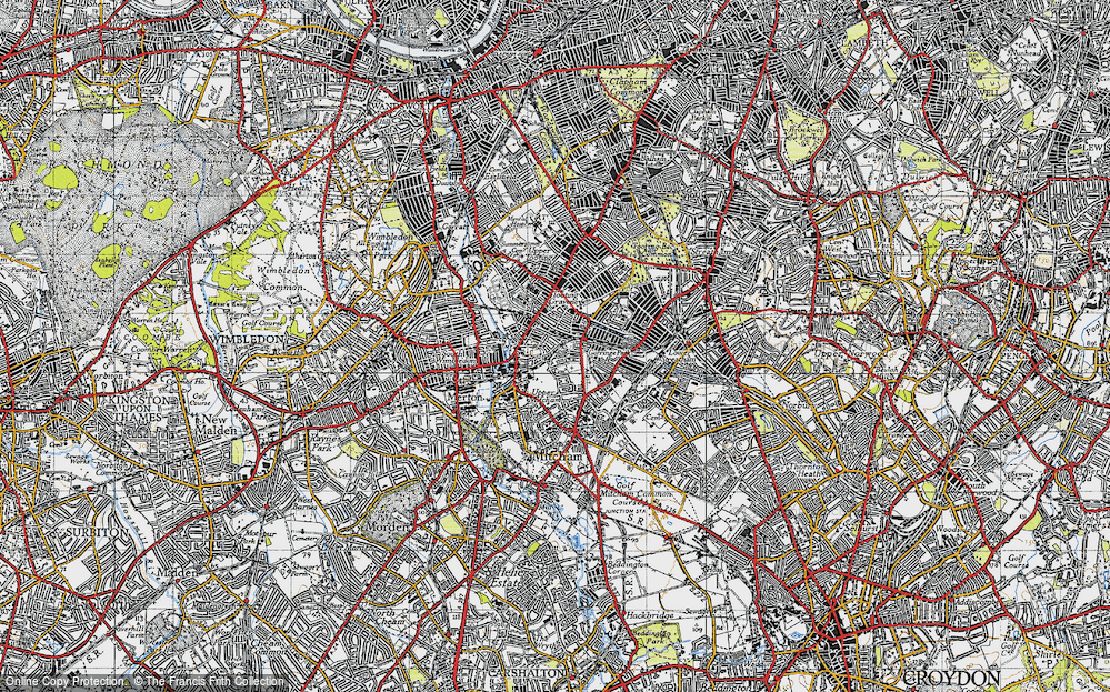 Old Map of Collier's Wood, 1945 in 1945