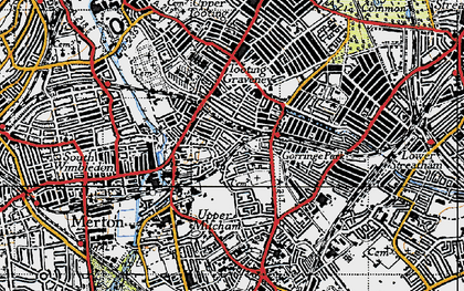 Old map of Collier's Wood in 1945