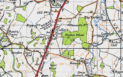 Old map of Colliers End in 1946