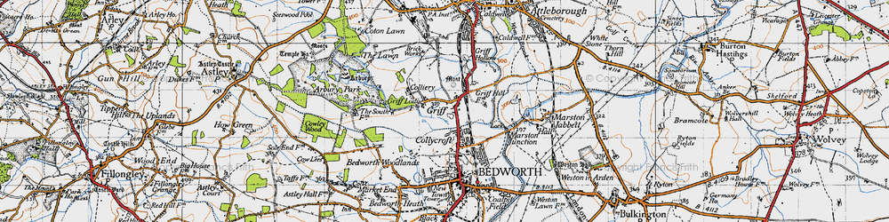 Old map of Collycroft in 1946
