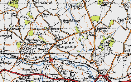 Old map of Colne Engaine in 1945