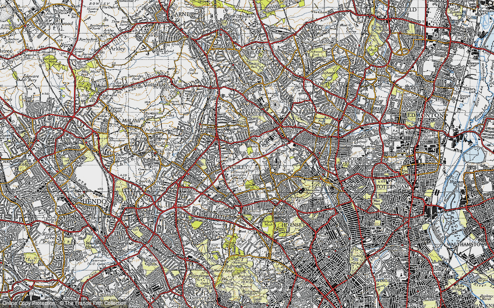Old Map of Colney Hatch, 1945 in 1945
