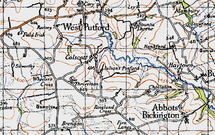 Old map of Colscott in 1946