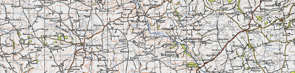 Old map of Colscott in 1946