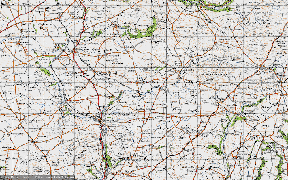 Old Map of Historic Map covering Afon Glan-rhyd in 1946