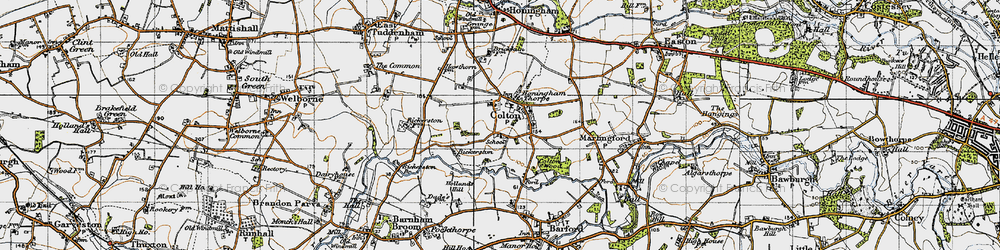Old map of Colton in 1945