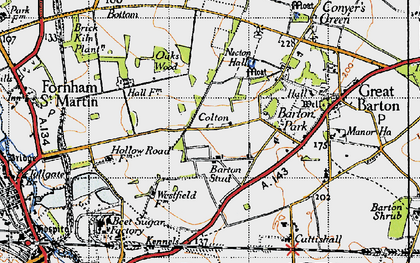 Old map of Barton Stud in 1946