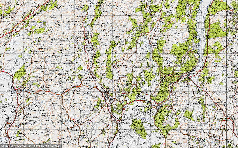 Old Map of Historic Map covering Burn Knott in 1947