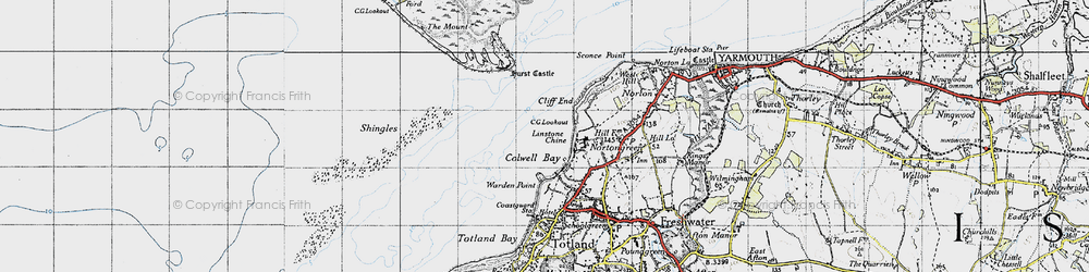 Old map of Colwell Bay in 1945