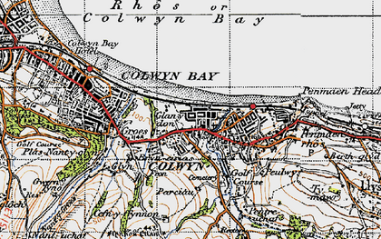 Old map of Colwyn Bay in 1947