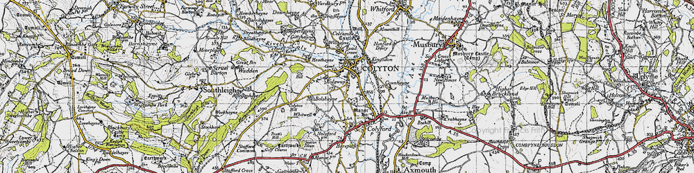 Old map of Colyton in 1946